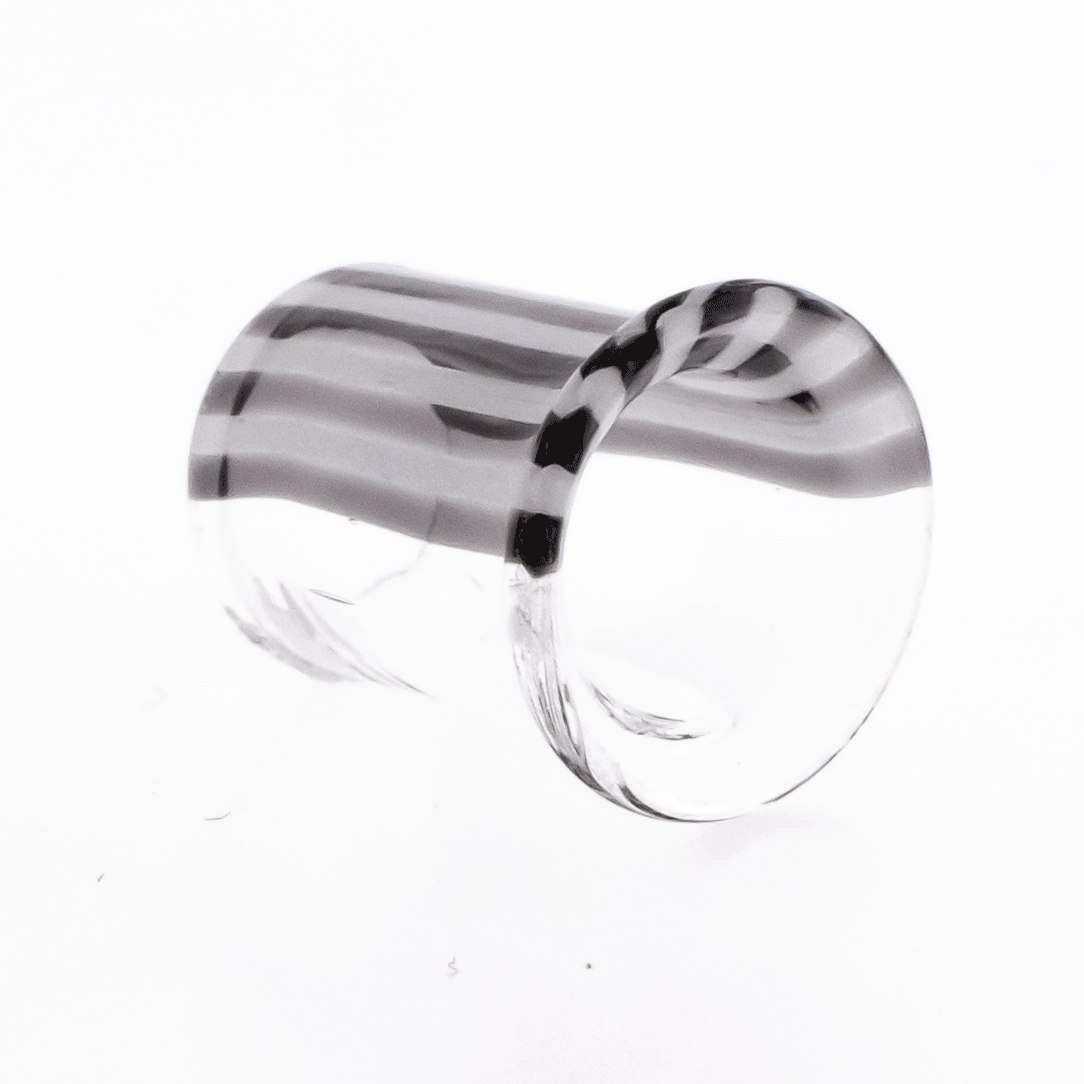 Pair Clear to Black and White Glass Single Flare Tunnels