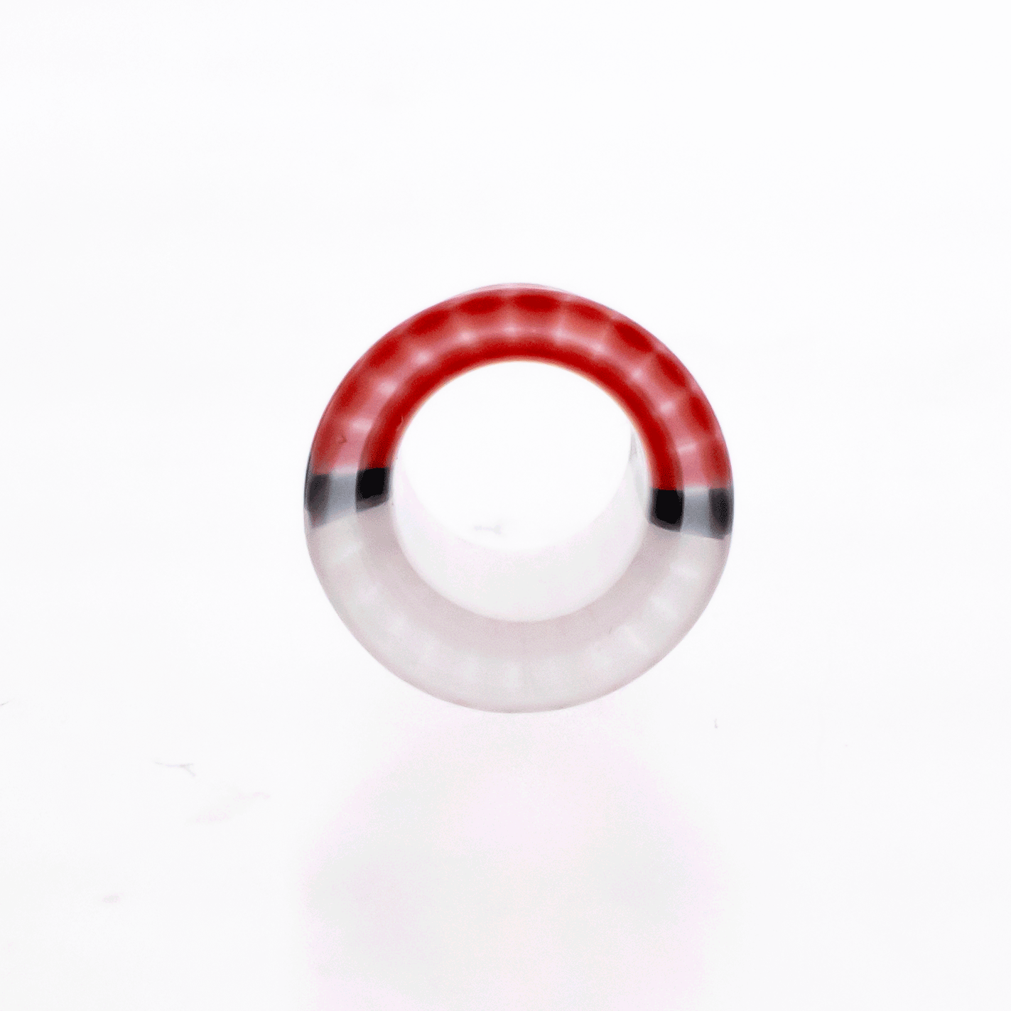 Pair Red and White Ball Glass Single Flare Tunnels