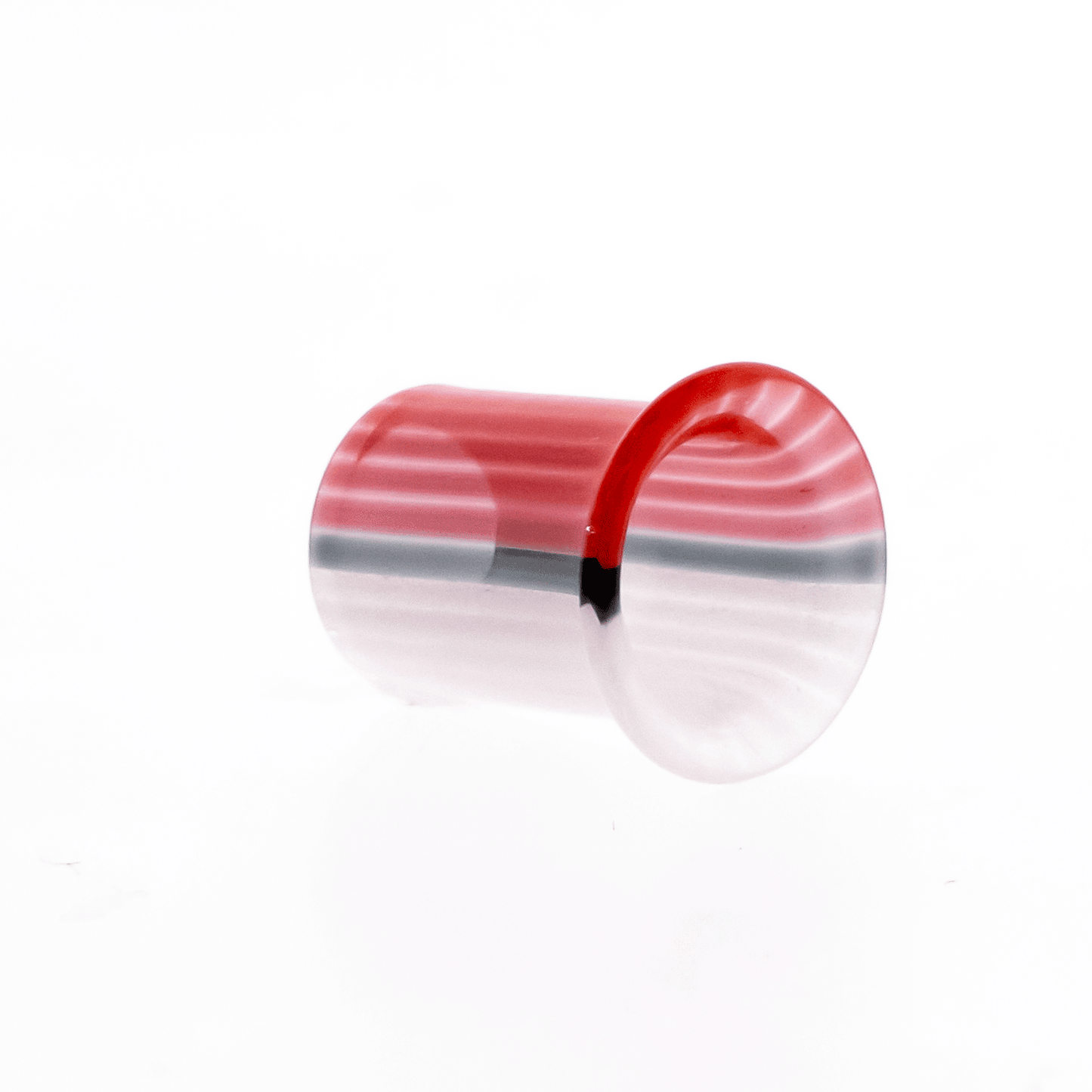 Pair Red and White Ball Glass Single Flare Tunnels