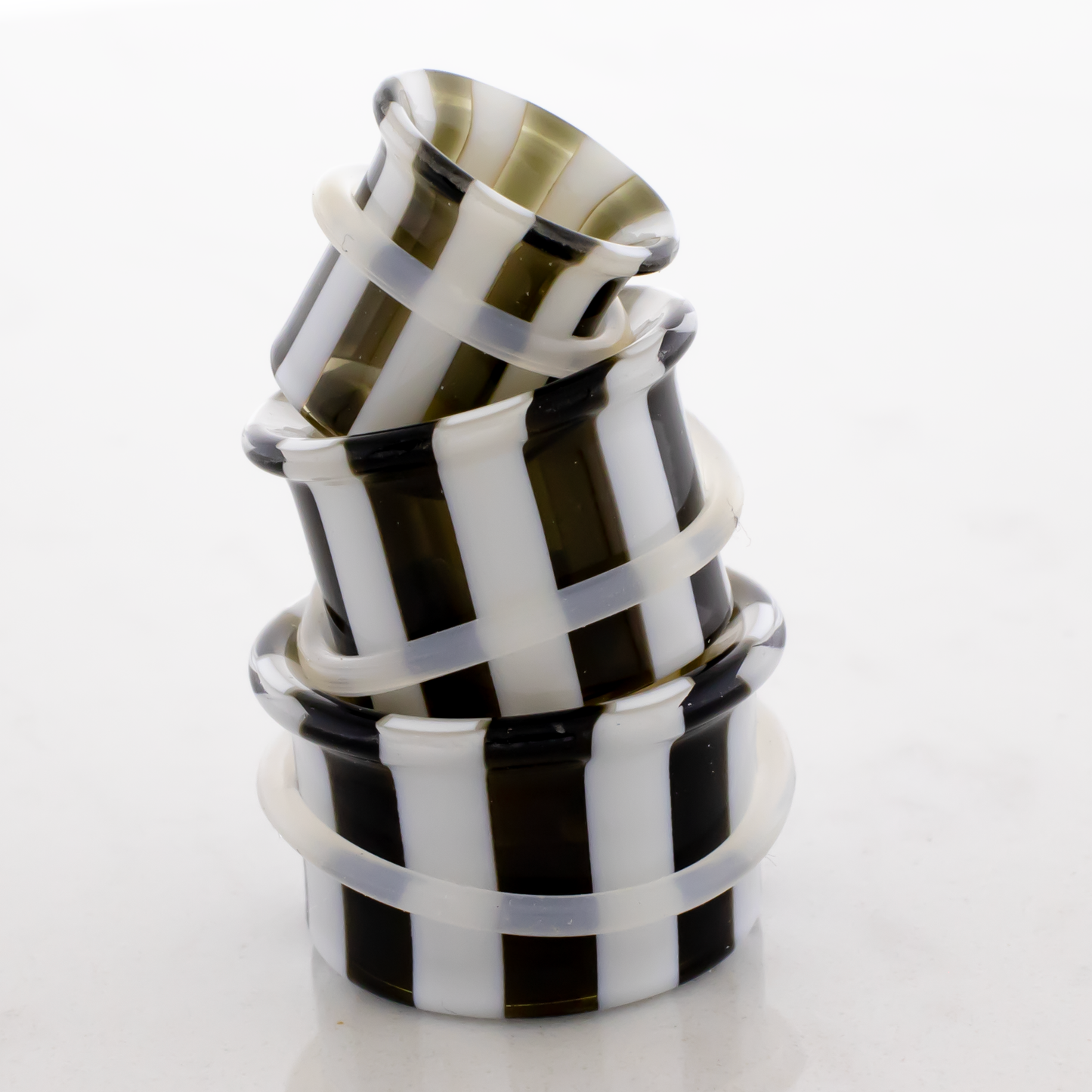 Pair Black and White Stripe Single Flare Tunnels