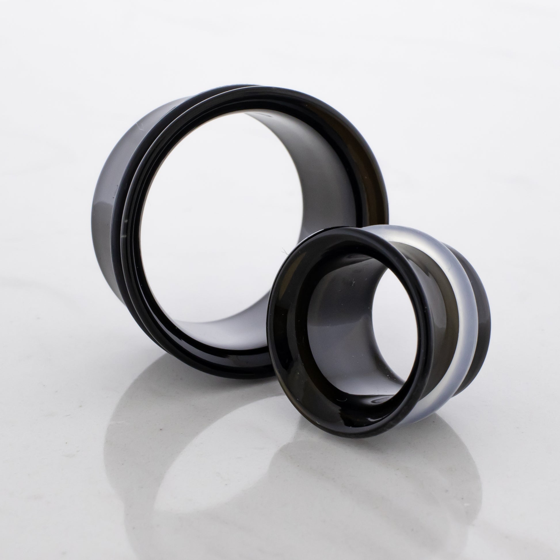 Pair Black Single Flare Tunnels- MM Glassworks