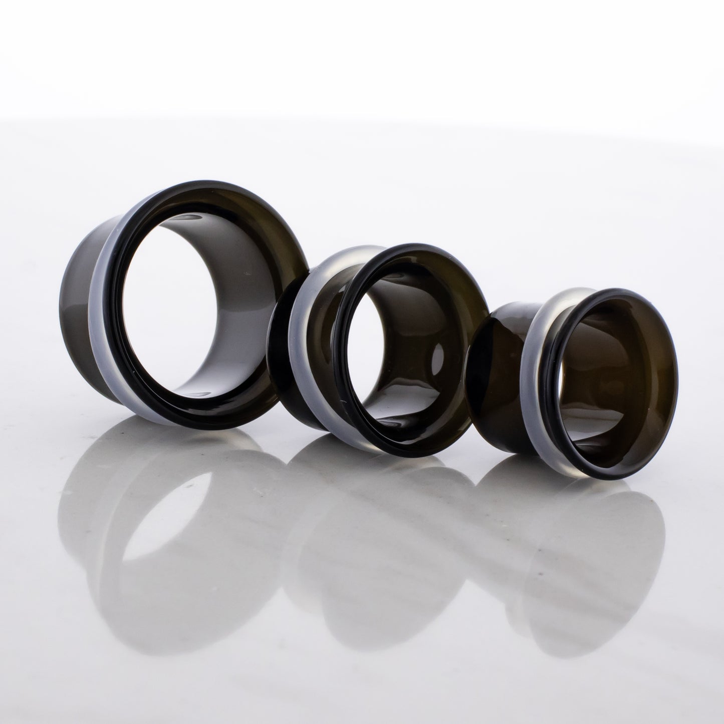 Pair Black Single Flare Tunnels- MM Glassworks