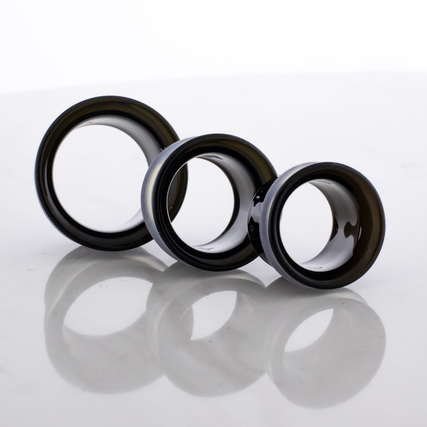 Pair Black Single Flare Tunnels- MM Glassworks