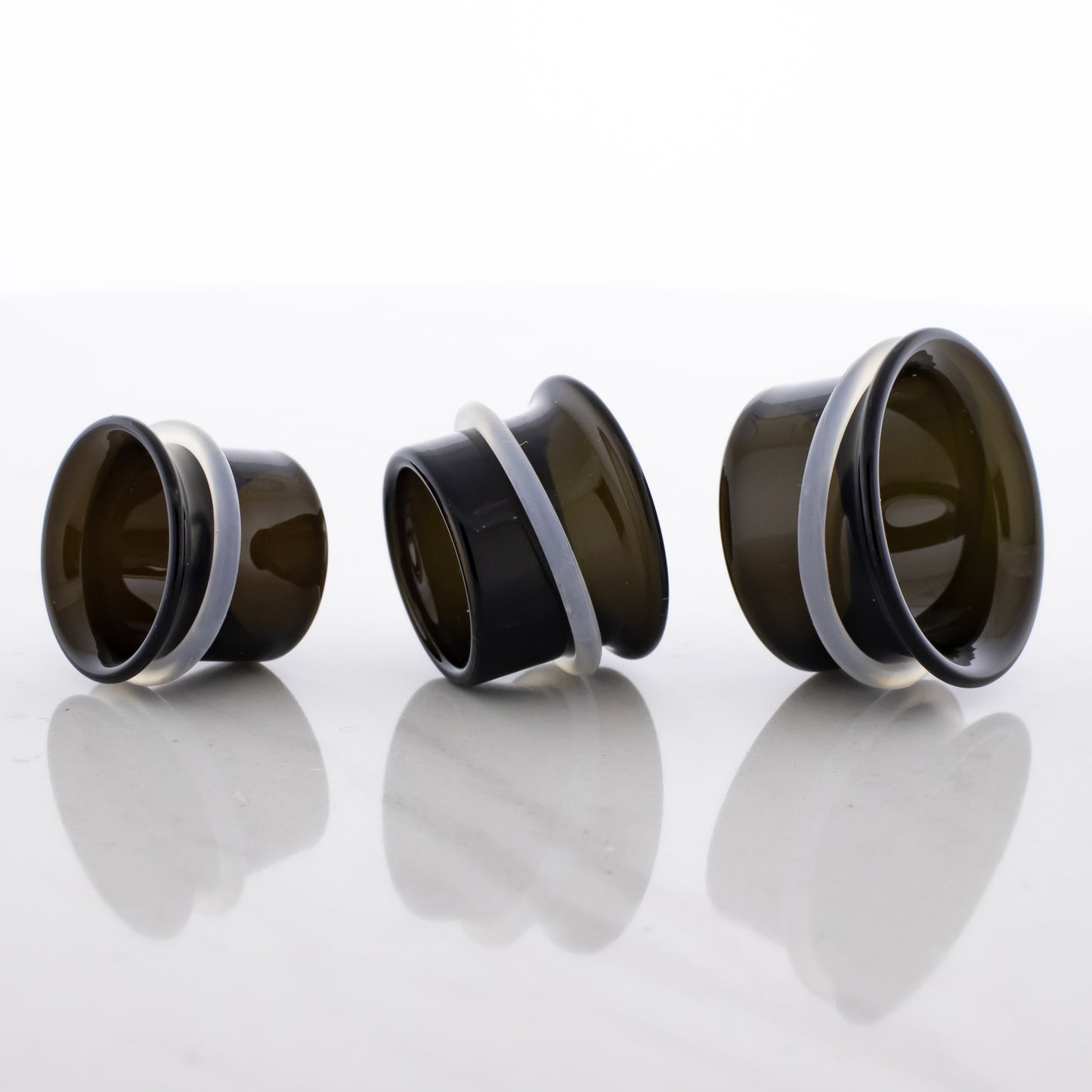 Pair Black Single Flare Tunnels- MM Glassworks