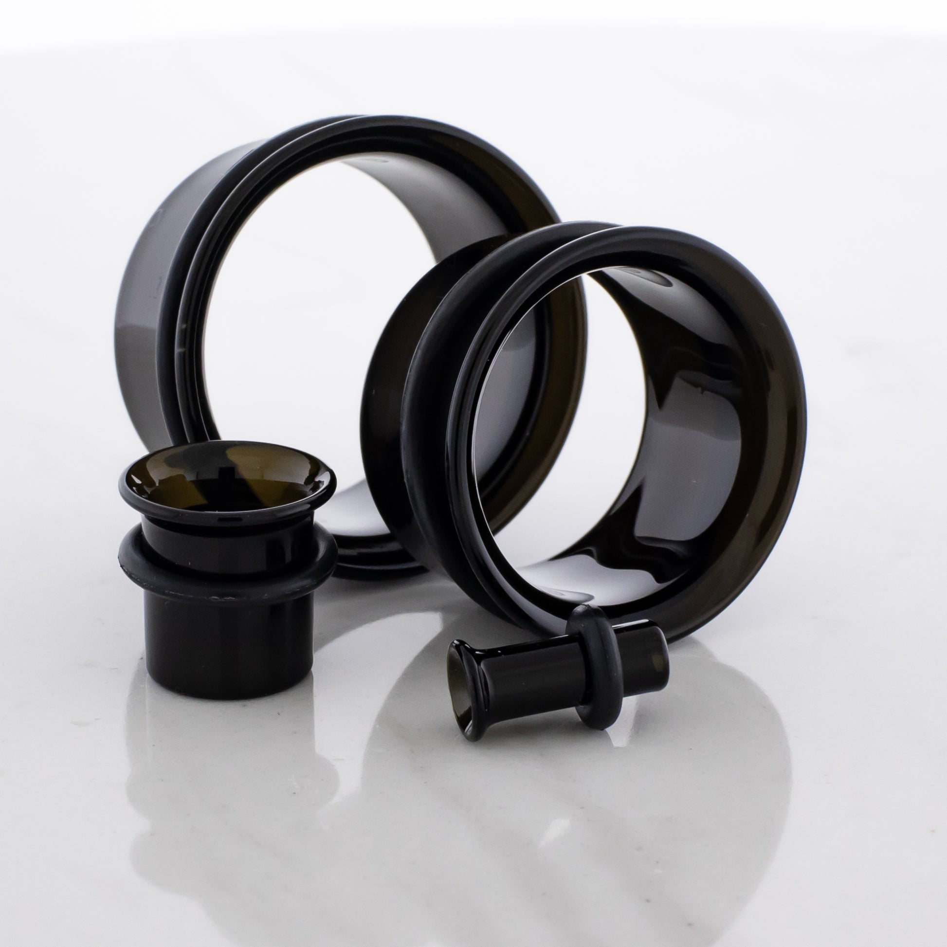 Pair Black Single Flare Tunnels- MM Glassworks