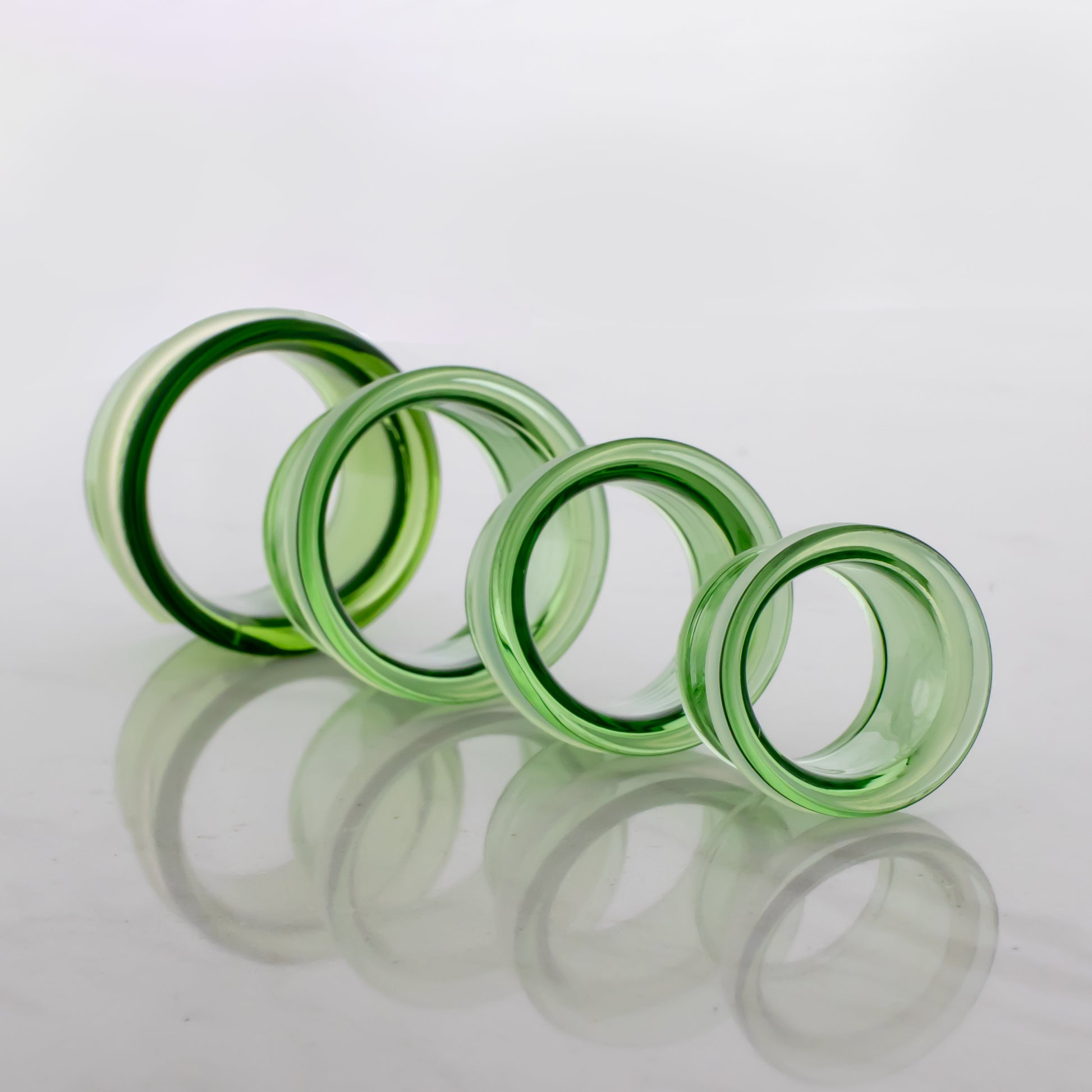 Pair Transparent Green Single Flare Tunnels - MM Glassworks